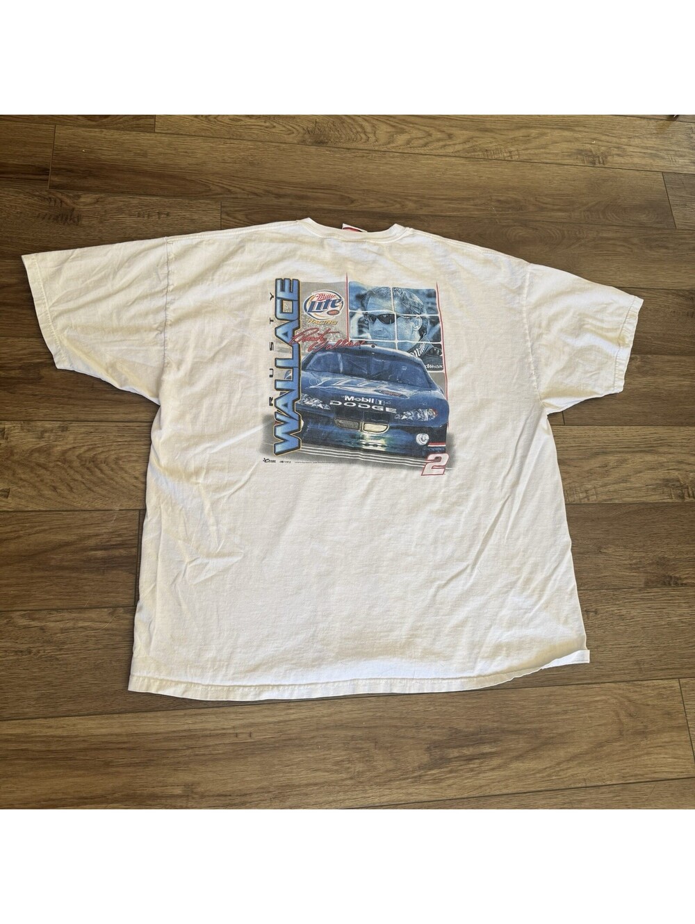 Vtg Rusty Wallace Y2K NASCAR Pocket Shirt 2XL Miller Lite